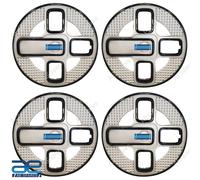 4 Pz Nuovo Mozzo Ruota Coperchi Cover Argento Nero Plastica 14 " Per Auto