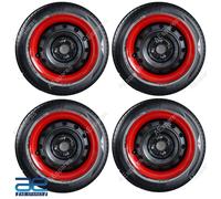 4 Pz Nuovo Mozzo Ruota Coperchi Cover Orlo Plastica Rosso 13-14 " Per Auto