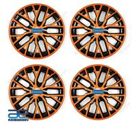 4 Pz Nuovo Mozzo Ruota Coperchi Cover Plastica Arancione Nero 12-16 " Per Auto