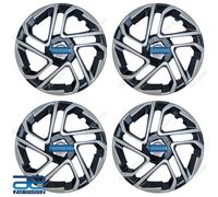 4 Pz Nuovo Mozzo Ruota Coperchi Cover Plastica Argento Nero 14-16 " Per Auto