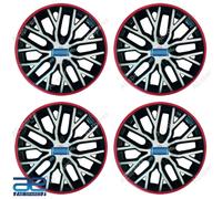 4 Pz Nuovo Mozzo Ruota Coperchi Cover Plastica Argento Nero Red 12-16 " Per Auto