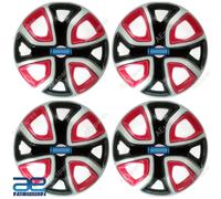 4 Pz Nuovo Mozzo Ruota Coperchi Cover Plastica Argento Nero Rosso 14 " Per Tata