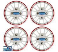 4 Pz Nuovo Mozzo Ruota Coperchi Cover Plastica Bianco Rosso 12-14 " Per Auto