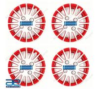 4 Pz Nuovo Mozzo Ruota Coperchi Cover Plastica Bianco Rosso 12-16 " Per Auto