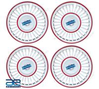 4 Pz Nuovo Mozzo Ruota Coperchi Cover Plastica Bianco Rosso 13-14 " Per Auto