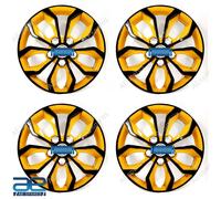 4 Pz Nuovo Mozzo Ruota Coperchi Cover Plastica Giallo Nero 12-16 " Per Auto
