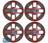 4 Pz Nuovo Mozzo Ruota Coperchi Cover Plastica Grigio Rosso 14 " Per Auto