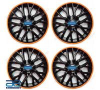 4 Pz Nuovo Mozzo Ruota Coperchi Cover Plastica Nero Arancione 12-16 " Per Auto