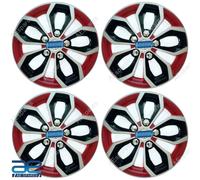 4 Pz Nuovo Mozzo Ruota Coperchi Cover Plastica Nero Argento Red 12-16 " Per Auto