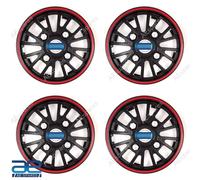 4 Pz Nuovo Mozzo Ruota Coperchi Cover Plastica Nero Rosso 12-14 " Per Auto