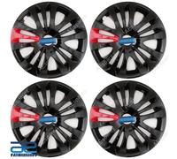 4 Pz Nuovo Mozzo Ruota Coperchi Cover Plastica Nero Rosso 12-15 " Per Auto