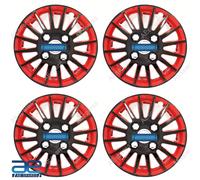 4 Pz Nuovo Mozzo Ruota Coperchi Cover Plastica Nero Rosso 12-16 " Per Auto