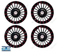 4 Pz Nuovo Mozzo Ruota Coperchi Cover Plastica Nero Rosso 13-14 " Per Auto
