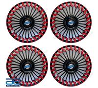 4 Pz Nuovo Mozzo Ruota Coperchi Cover Plastica Nero Rosso 13-16 " Per Auto