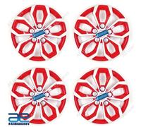 4 Pz Nuovo Mozzo Ruota Coperchi Cover Plastica Rosso Bianco 12-16 " Per Auto