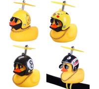 4 Pz Paperella Di Gomma per Auto, Anatra Gialla Giocattolo, Ornamenti Auto Con E