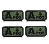 4 Pz Patch Bandiera Type A+ Positive Ricamato Tattico Emblema Fastener Gancio & Loop Applique Militare Patches per Vestiti,Jeans,Giacca,Cappelli,Zaino,Gilet,Borse