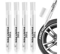 4 Pz Pennarello Indelebile Bianco, Pennarelli Per Pneumatici Per Auto Resistenti Ai Lavaggi Waterproof, Pennarello Bianco Punta, Pennarello Ritocco Auto per Pietra Legno Vetro Ceramica Tela Pneumatici