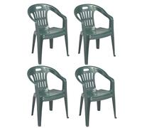 Progarden Diva 4 Pz Poltrona Sedia Piona in Dura Resina di plastica Verde impilabile con braccioli per casa Giardino Bar sagra Campeggio