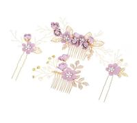 4 pz/set accessori per capelli da sposa fiore perla pettini per capelli damigella d'onore forcine tiara copricapo viola bastoncini per capelli