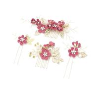 4 pz/set accessori per capelli da sposa fiore perla pettini per capelli damigella d'onore forcine tiara copricapo rosso bastoncini per capelli