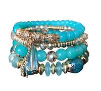 4 Pz/set di Stile Boemia Shell Fatti a Mano Foglia Charms Bracciali Multi-strato Corda Elastica Perline Catene