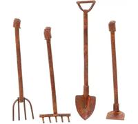 4 Pz/set Miniature Dollhouse Garden Tools 1:12 Mini Rusty Pala Zappa e Forcone Fata Giardino Accessori Mobili Ornamenti Micro Paesaggio Decorazione Giardino Sculture Statue Casa Delle Bambole