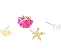4 pz/set Summer Beach Stelle Marine Conchiglia Imitazione Perla Fascino Orecchini con perno Creativo Fascino Della Lega Piercing Orecchino Gioielli Regalo per Le Donne, Ragazze D'oro Clever and attrac