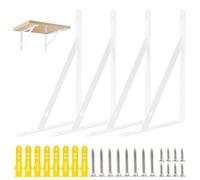 4 Pz Staffe per Mensole Bianca, Reggimensola Carichi Pesanti, Reggi Mensola da Muro, Reggimensole da Muro Triangolari, Reggi Mensole da Muros Cucina Garage Bagno Pannello in Legno(25 x 15,5 x 1,6cm)