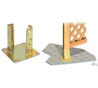 4 PZ SUPPORTO ANCORAGGIO 4 FORI ACCIAIO TROPICALIZZATO FISSAGGIO TERRA 100X100