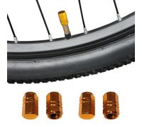 4 PZ Tappo Valvola in Alluminio, Ruote Bici, Pneumatici Auto, Moto, Scooter, Camion, Rimorchi, Cappuccio Tappino Copripolvere Coprivalvola (Giallo)
