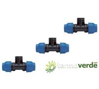 4 pz Tee PE filetto F Irritec 915 Ø63 x 1"½ x Ø63 PN16