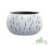 4 PZ VASO PORTAVASO BIANCO ROTONDO Ø29xH19 CM PLASTICA DECORATA INTERNO ESTERNO