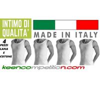 4 PZ VOGATORE CANOTTIERA UOMO SPALLA LARGA CANOTTA LANA E COTONE MADE IN ITALY