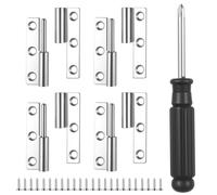 4 PzCerniere per Legno, 64 mm Cerniere Rimovibili, Cerniera per Legno, Cerniere Pieghevoli in Acciaio Inox, Cerniera per Porte in Legnos, Ante, Finestre di Armadi, Porte Interne Esterne, con Viti