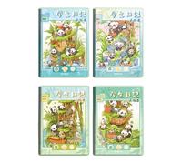 4 quaderni a quadretti spessi per studenti, squisito e pratico, piccolo panda (a quadretti)