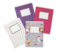 4 quaderni di alta qualità per bambini DIN A5 | foderato e quadrato 32 pagine - motivo unicorno - per iniziare la scuola per studenti delle elementari - set numero 2-16 fogli