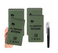 4 Quaderni Impermeabili A7 con 1 Penna Taccuino Tascabile All Weather, Blocco Note Spiralato, Carta Resistente all’Acqua, Quaderno Reporter per Scuola, Lavoro, Viaggio ed Attività Outdoor (Verde)