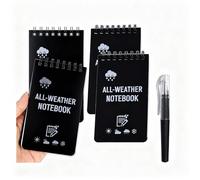 4 Quaderni Impermeabili A7 con 1 Penna Taccuino Tascabile All Weather, Blocco Note Spiralato, Carta Resistente all’Acqua, Quaderno Reporter per Scuola, Lavoro, Viaggio ed Attività Outdoor (Nero)