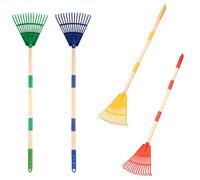 4 rastrelli, rotture per foglie con manico in legno per bambini, 20,3 x 86,4 cm, set di attrezzi da giardino rimovibile per pulire foglie secche, rifiuti da giardino, esterni, giardinaggio, stabile