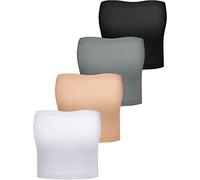 4 Reggiseni a Fascia Senza Spalline Imbottitura Bralette a Tubo Top Sportivo da Donna (XXL, Nero, Nudo, Bianco, Grigio)