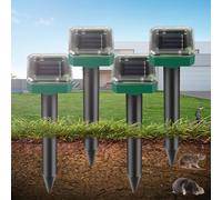 4 repellente per talpe a energia solare, ultrasonico, protezione per talpe, spaventappi, repellente per arvicole, controllo dei parassiti con IP65, per prati e giardini