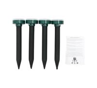 4 repellenti solari per talpe e topi con picchetto, onde sonore 400-1000 Hz, IP44 resistente alle intemperie, 5 m² ciascuno, per giardino, prato, orto e cortile