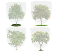 4 reti per piante, rete fine, rete per alberi da frutto, rete di protezione dagli insetti, con coulisse e fascette in nylon, per proteggere piante, frutta, fiori da insetti, uccelli (0,7 x 1,1 m, 0,7