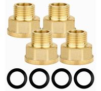 4 Riduttore in acciaio，raccordi per tubi in ottone，Boccola Esagonale Riduttore Connettore,IG x AG (1/2" x 3/8") raccordo filettato con guarnizione di tenuta Noir per Acqua Gas Tubo Conversione
