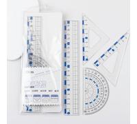 4 righelli geometrici multifunzionali, tra cui piastre triangolari, righelli retti, protrattori,quadrati, adatti per insegnanti in aula, studenti, disegno, forniture da ufficio (blu)