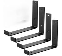 4 robuste staffe per mensole a forma di L, 20,3 x 15,9 cm, colore nero, per montaggio a parete industriale ad angolo retto