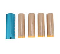 4 Rolls Pre Taped Masking Paper for Painting, Paint Adhesive Protective Paper Roll for Covering Skirting, Door Frames
