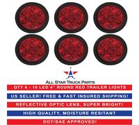 4 " Rosso 10 LED Rotondo Stop Giro Coda Camion Luce Con Occhiello & Codino - Qty