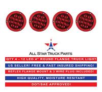 4 " Rosso 12 LED Rotondo Stop / Giro /Coda Camion Luce Reflex Flangia Montaggio-